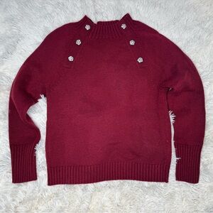 J. Crew Jeweled Button Burgundy Sweater Classic Preppy Women’s Sz M